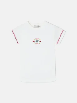 Camiseta girl raqueta etnica multicolor blanca