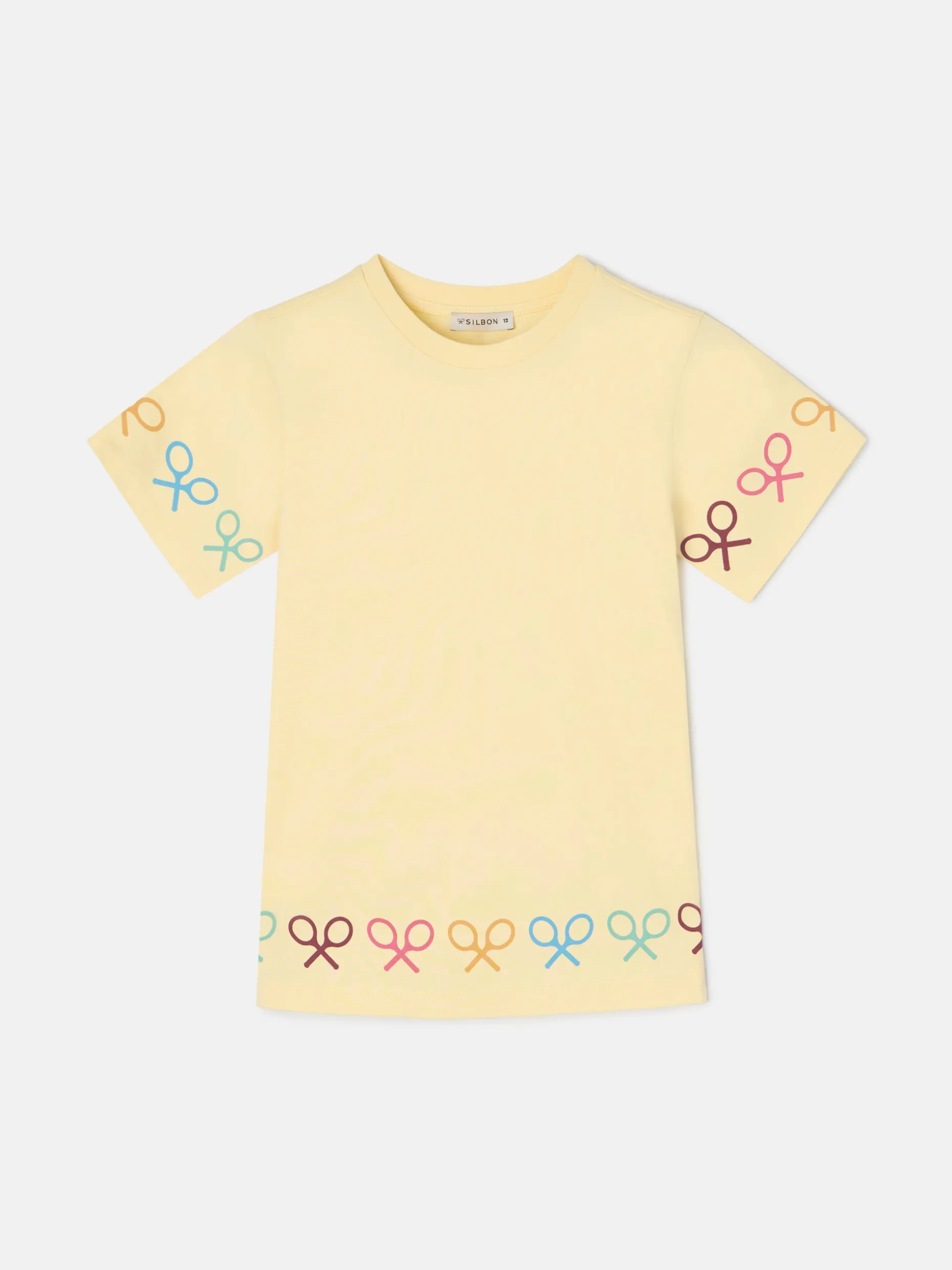 Camiseta girl raquetas multicolor amarilla