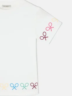 Camiseta girl raquetas multicolor blanca