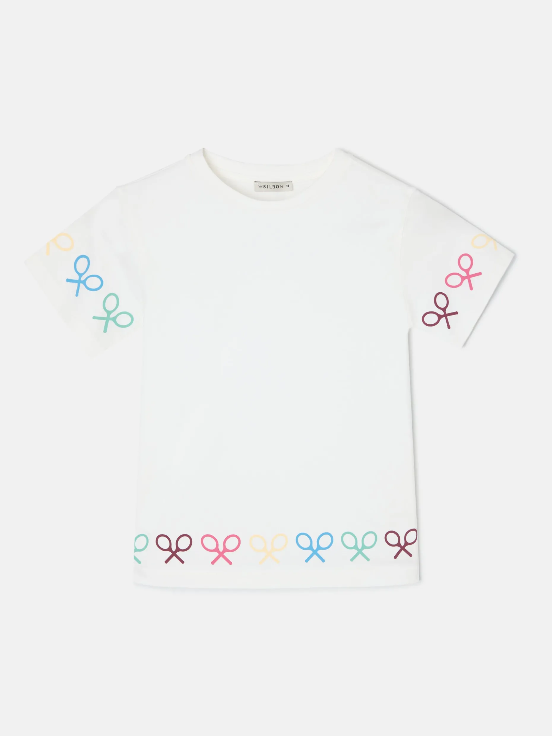 Camiseta girl raquetas multicolor blanca
