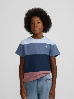 Camiseta kids franjas colores azul