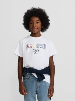 Camiseta kids letras multicolor blanca