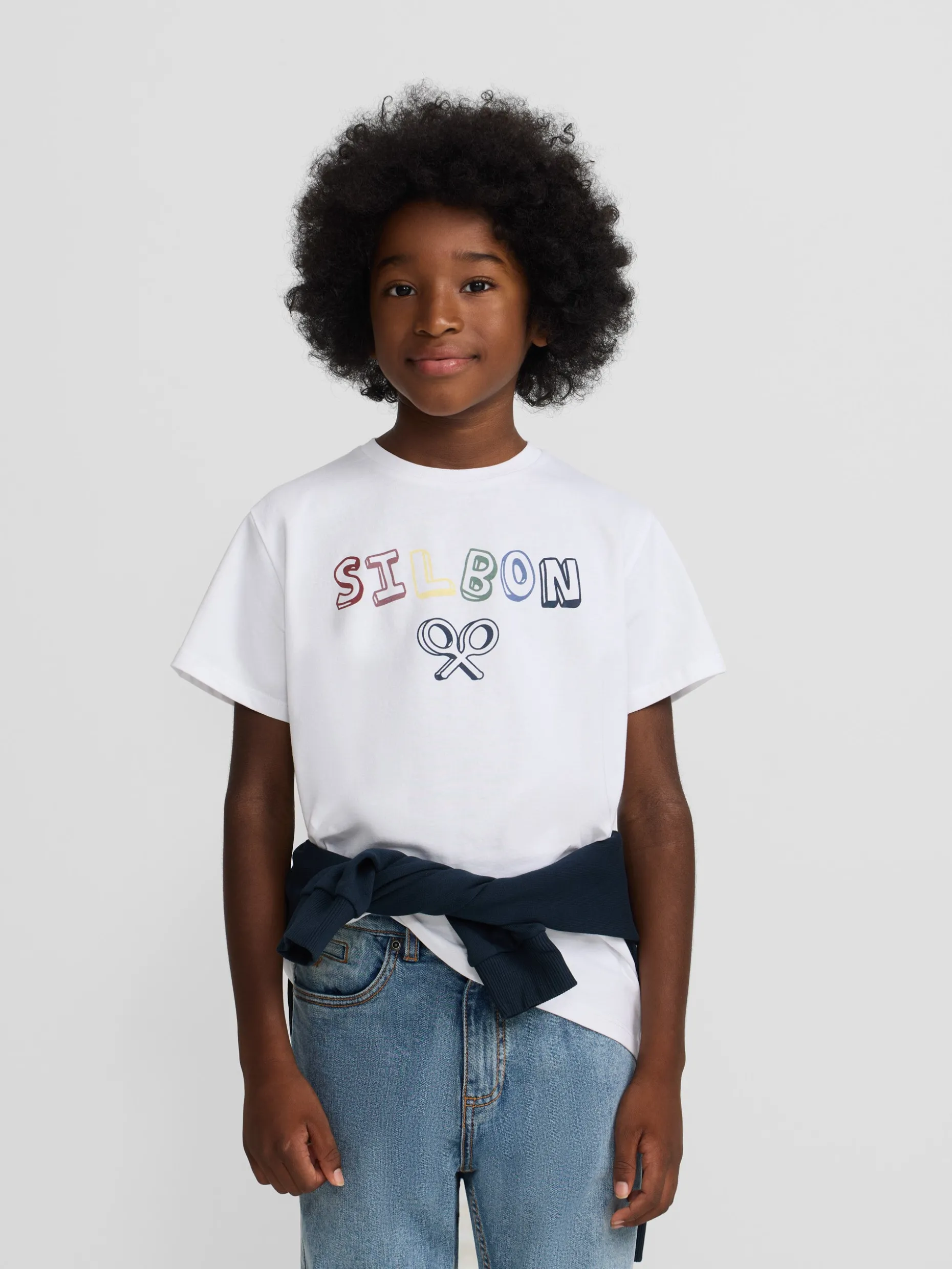 Camiseta kids letras multicolor blanca