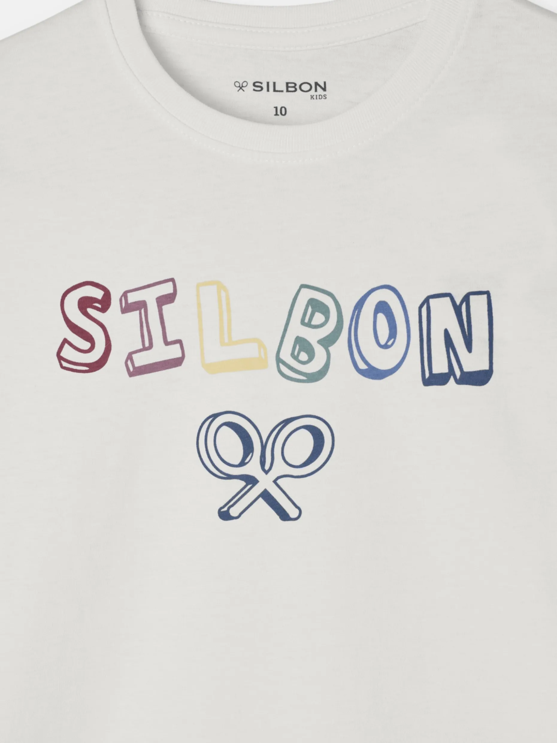 Camiseta kids letras multicolor blanca