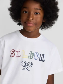 Camiseta kids letras multicolor blanca