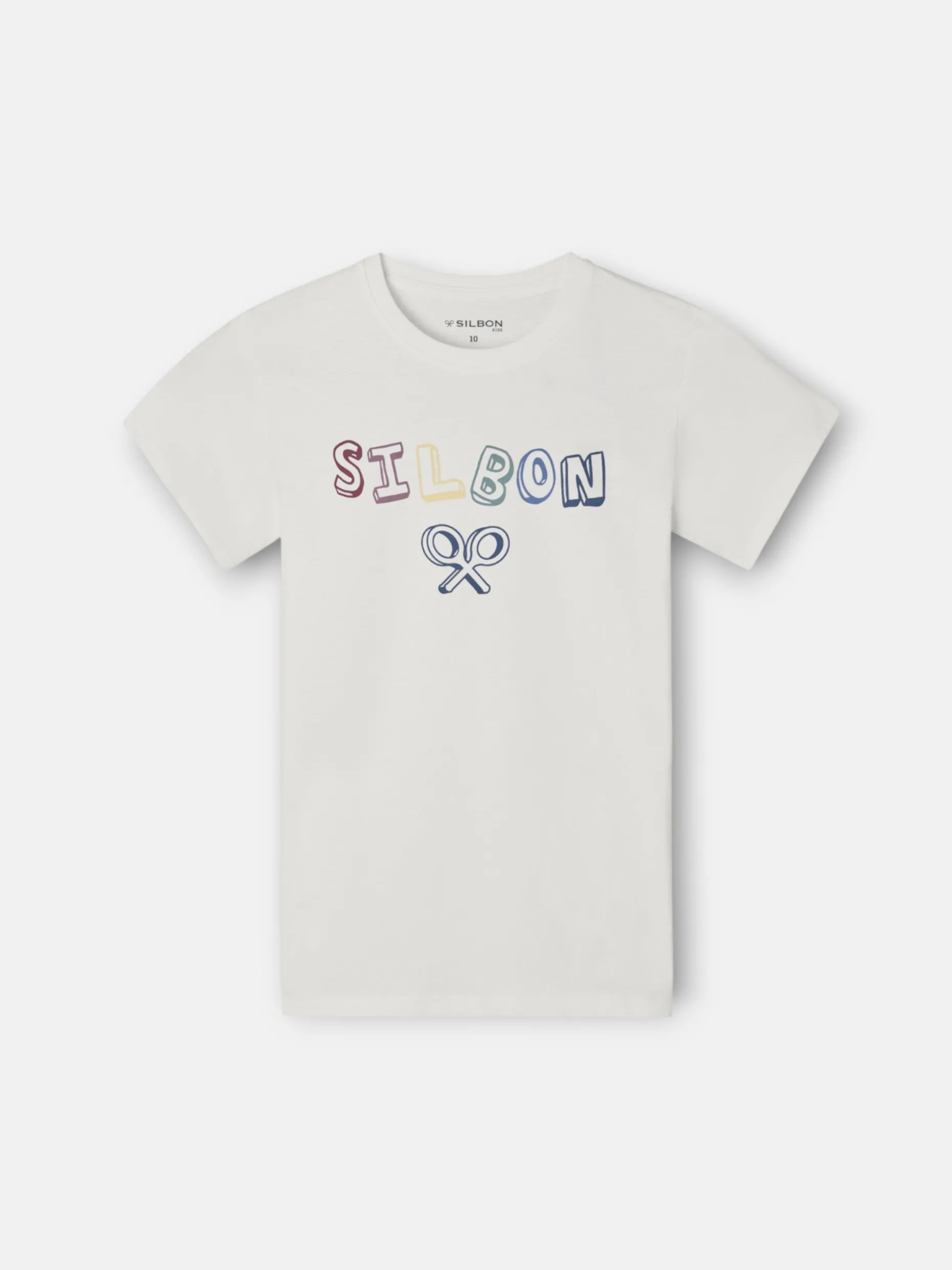 Camiseta kids letras multicolor blanca