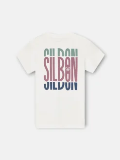 Camiseta kids letras tricolor blanca