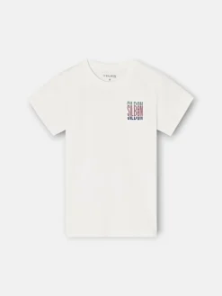 Camiseta kids letras tricolor blanca