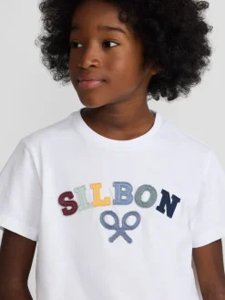 Camiseta kids raqueta media multicolor blanca