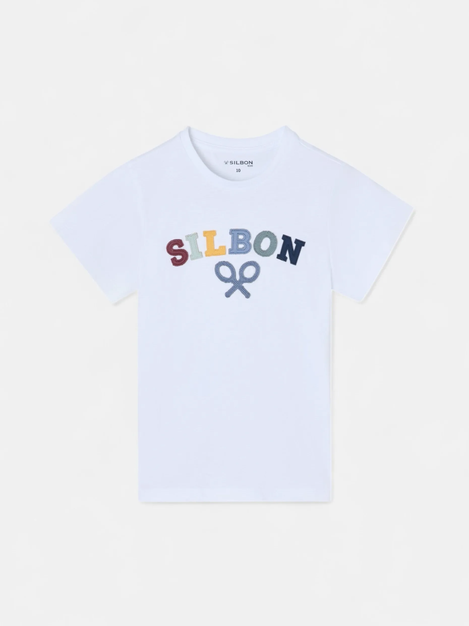 Camiseta kids raqueta media multicolor blanca