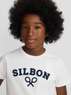 Camiseta kids raqueta media blanca
