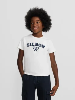 Camiseta kids raqueta media blanca