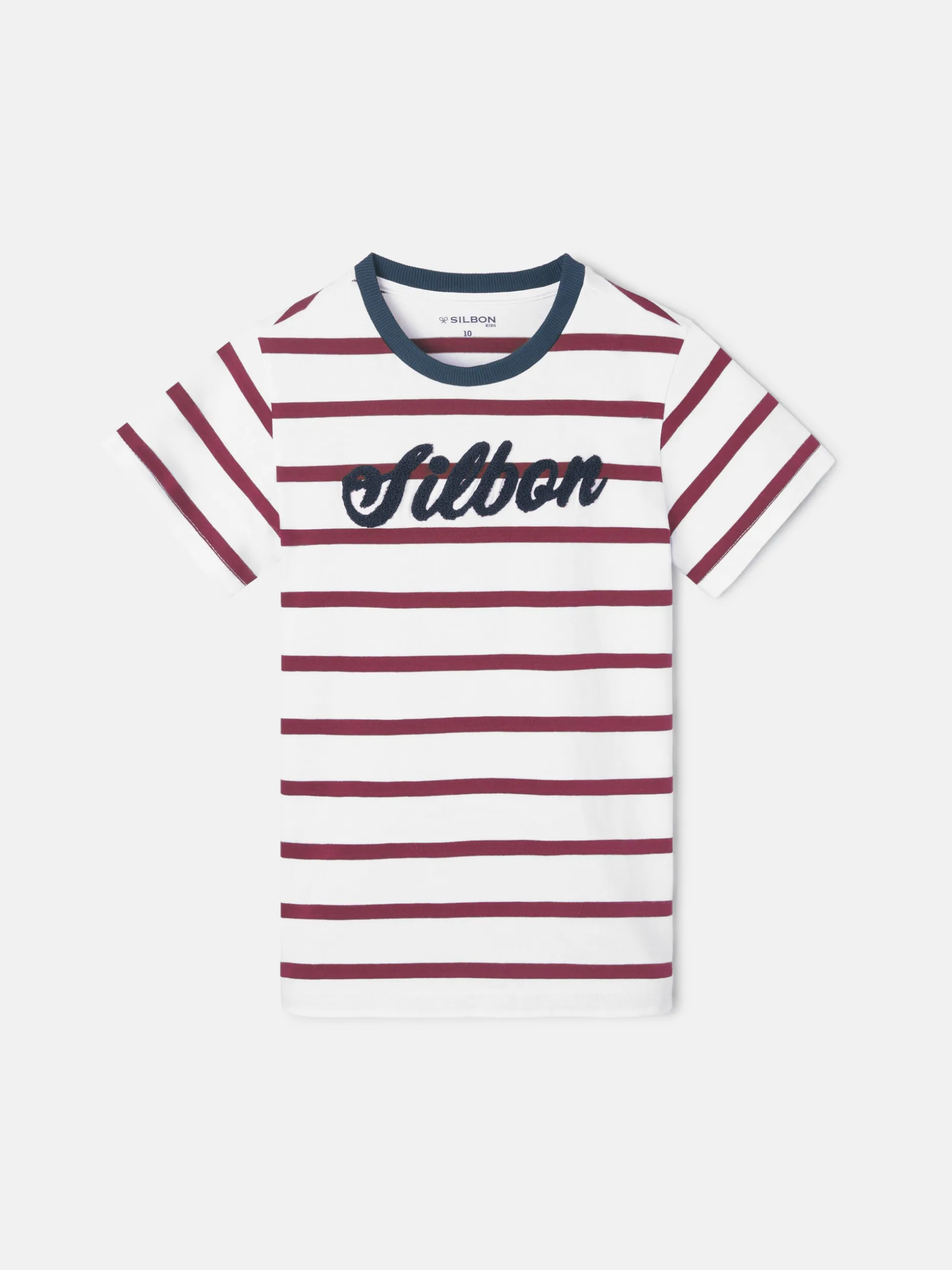 Camiseta kids rayas burdeos