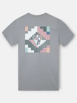 Camiseta pixel etnico azul gris