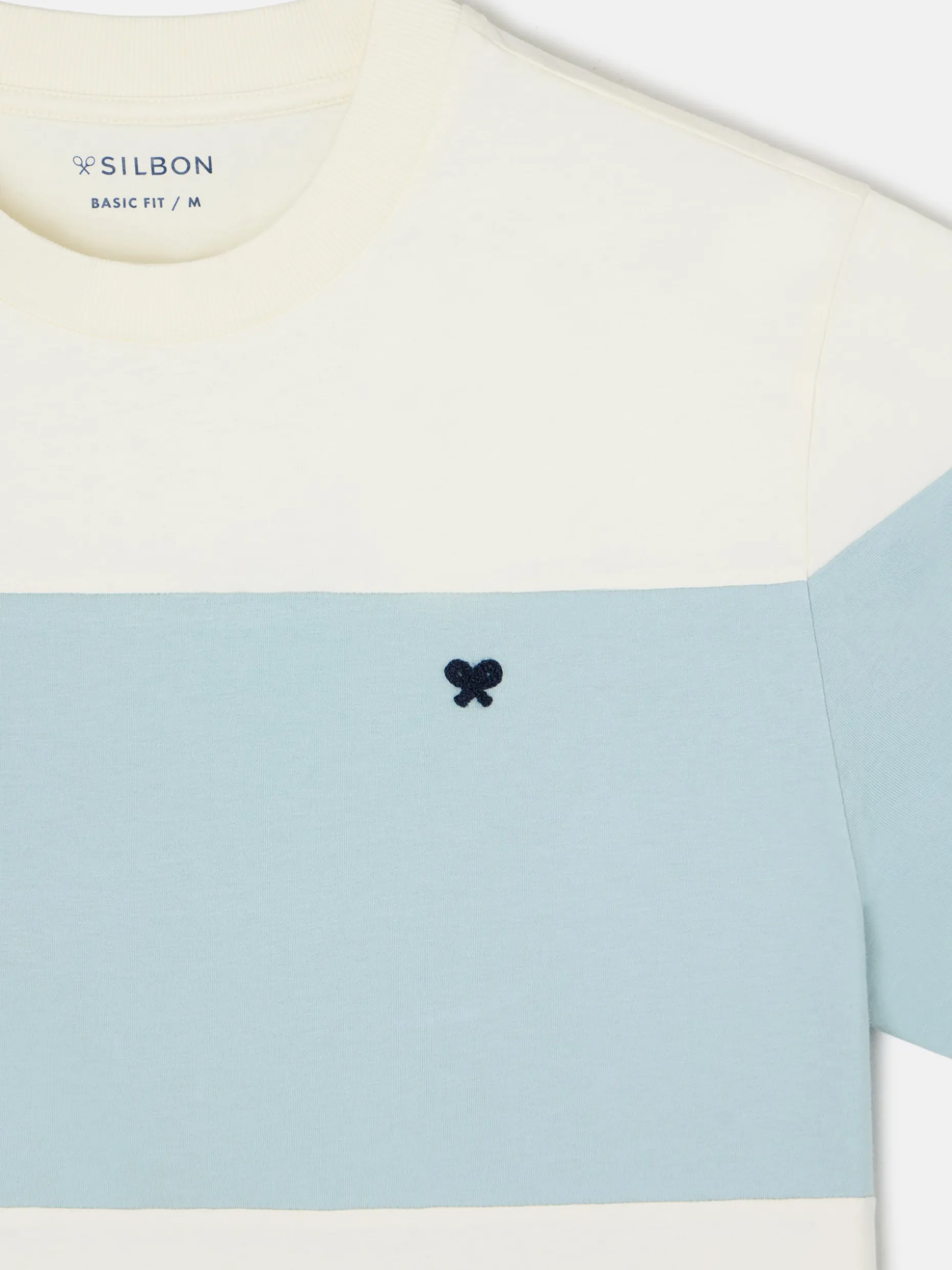 Camiseta raya ancha verde claro crema