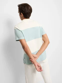 Camiseta raya ancha verde claro crema