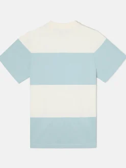 Camiseta raya ancha verde claro crema