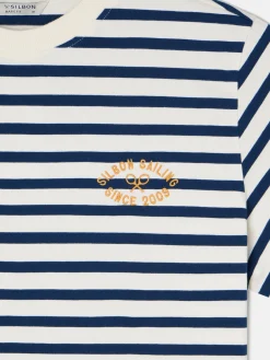 Camiseta raya media azul marino