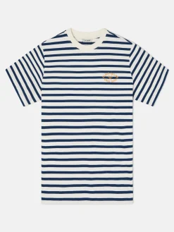 Camiseta raya media azul marino