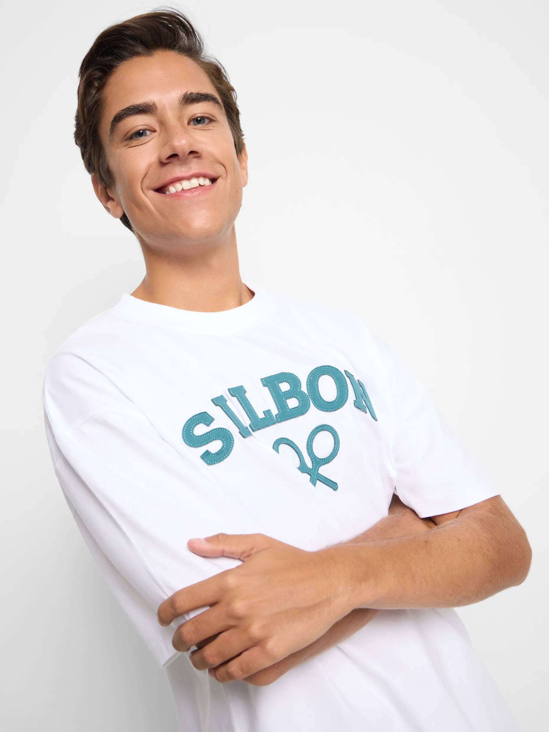Camiseta relaxed fit raqueta media blanca