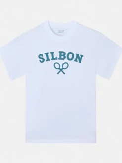 Camiseta relaxed fit raqueta media blanca
