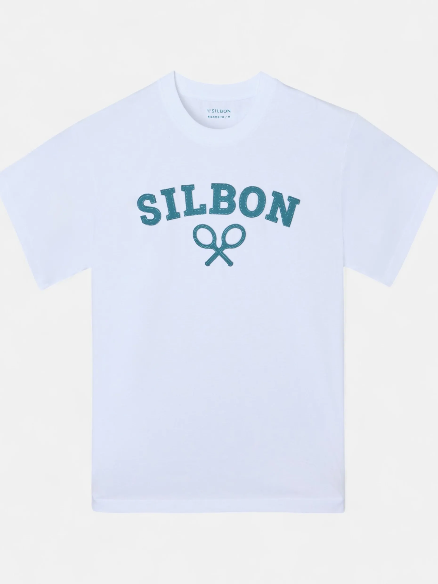Camiseta relaxed fit raqueta media blanca