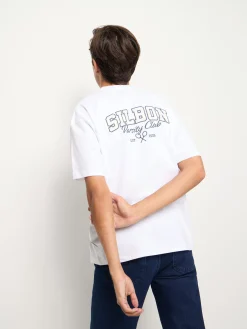 Camiseta relaxed fit sport college blanco