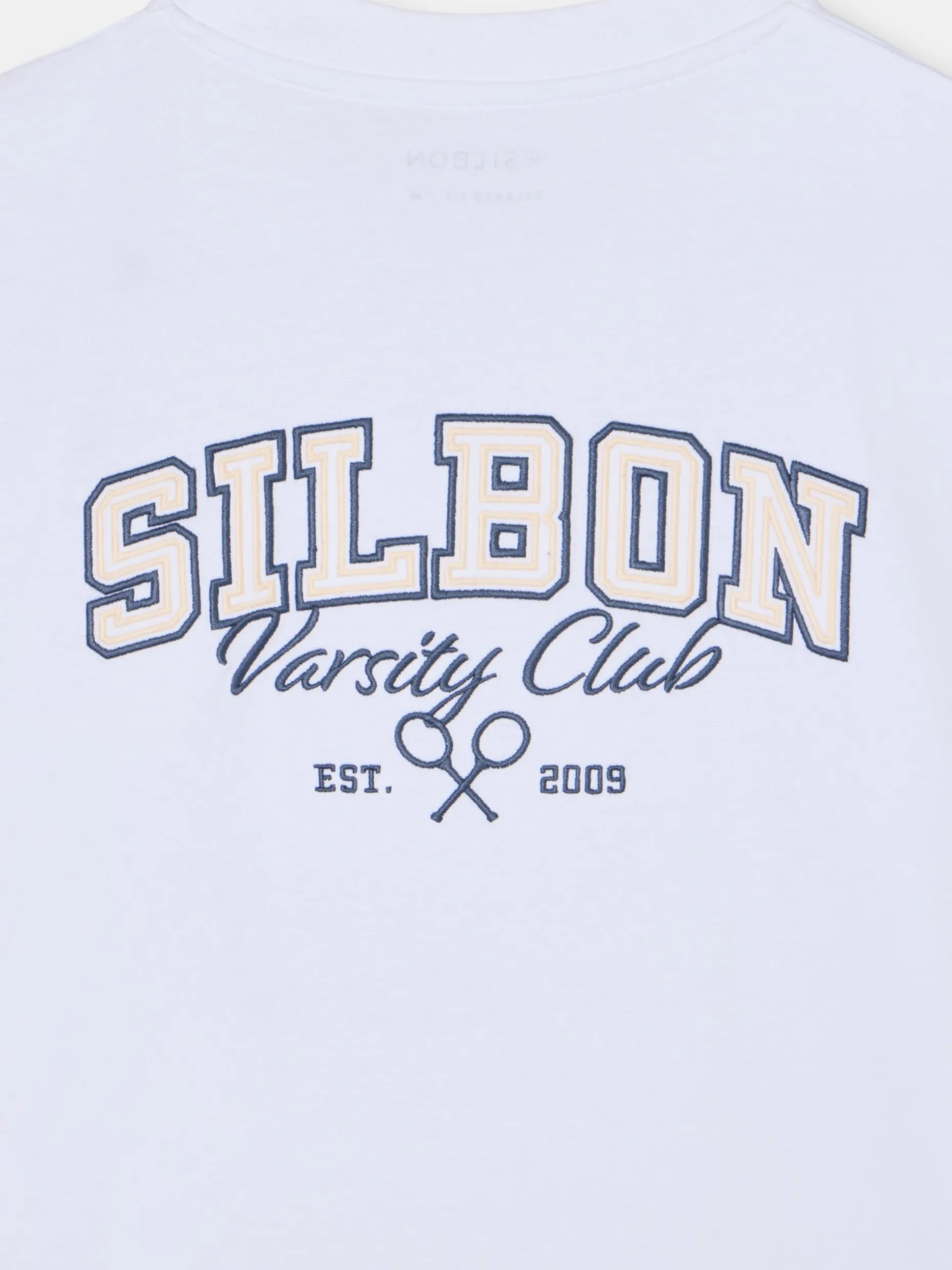 Camiseta relaxed fit sport college blanco