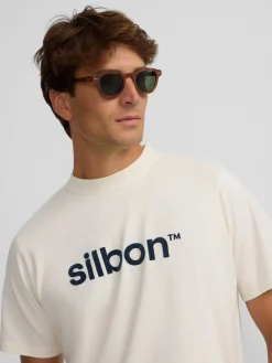 Camiseta silbon flock crema