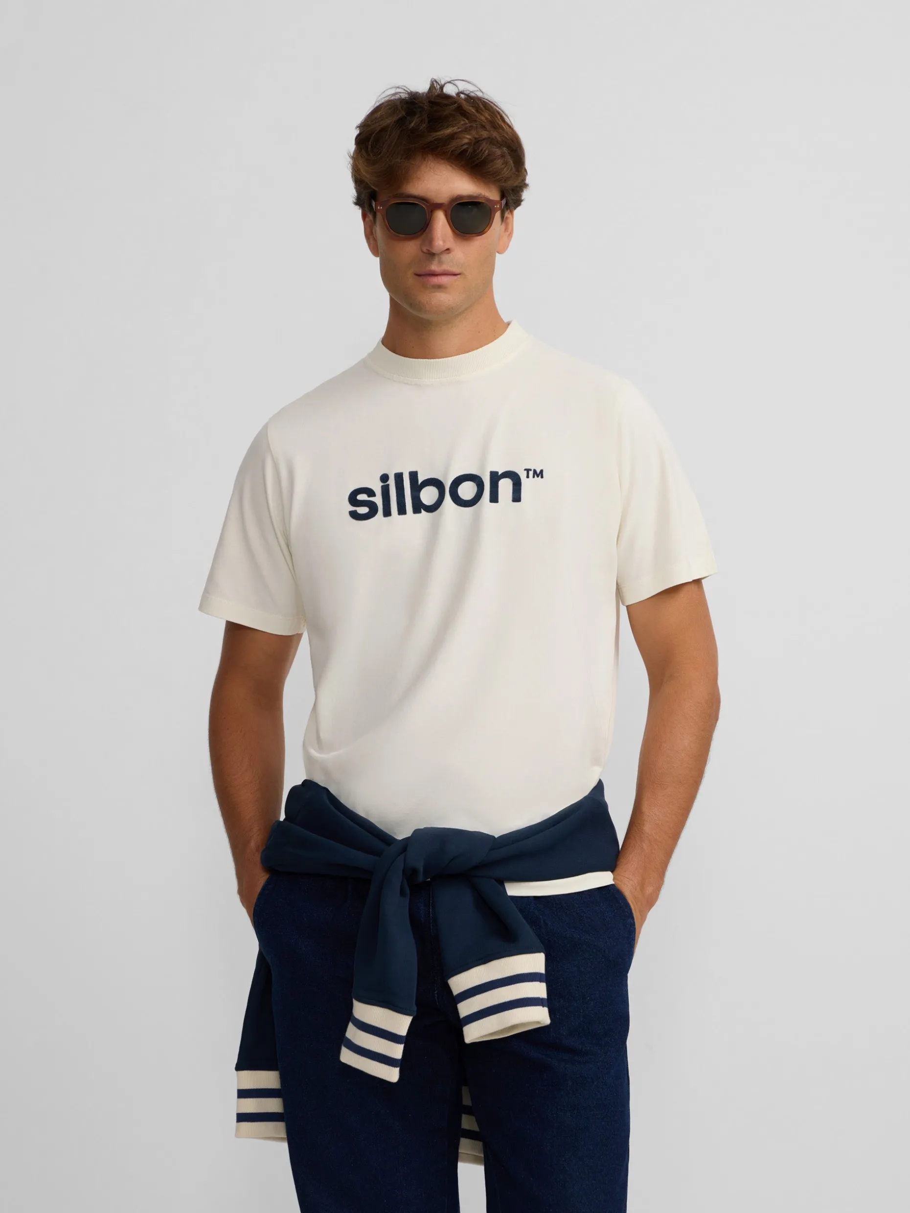 Camiseta silbon flock crema