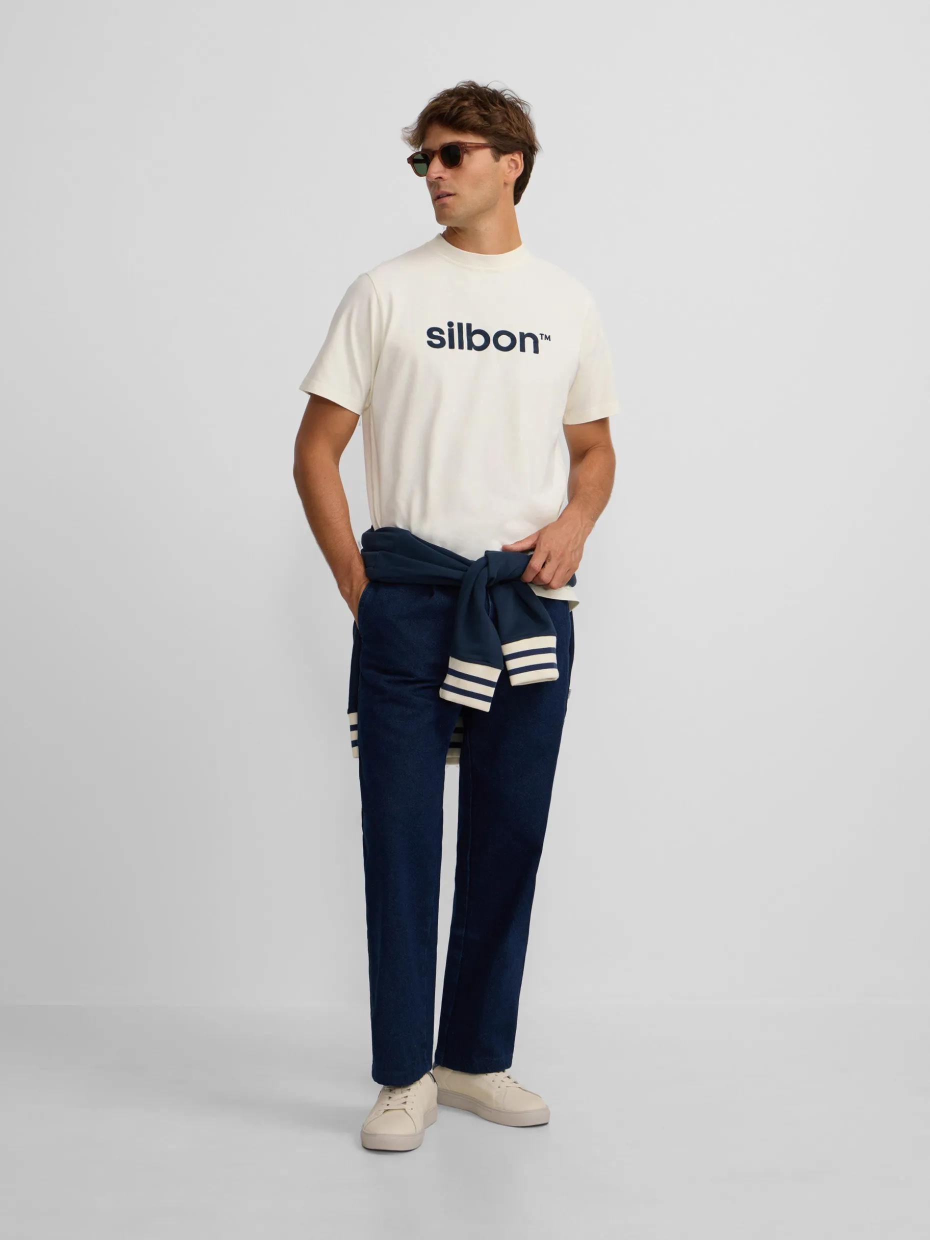 Camiseta silbon flock crema