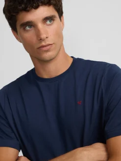 Camiseta silbon minilogo azul marino