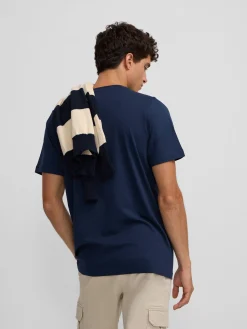 Camiseta silbon minilogo azul marino