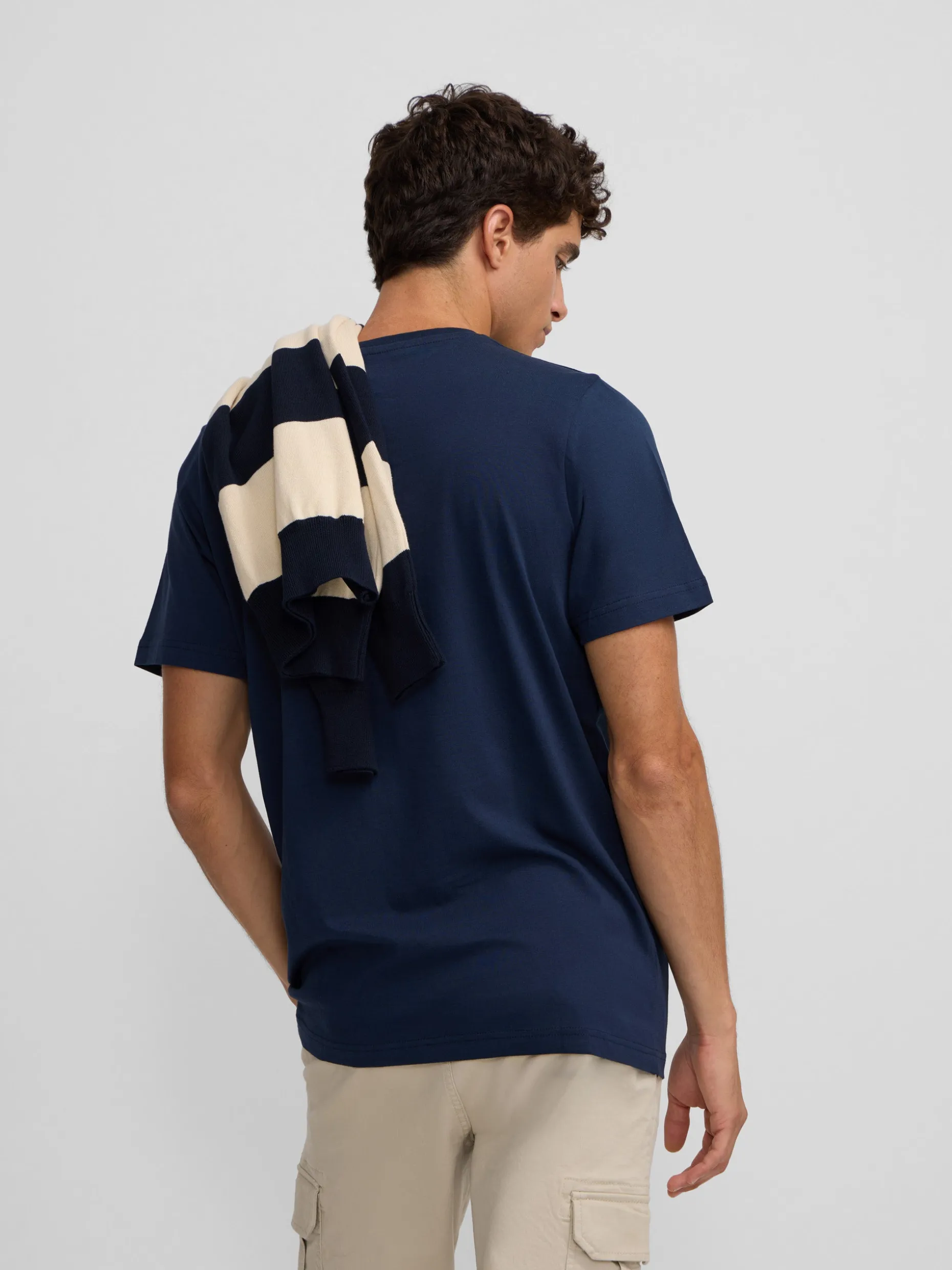 Camiseta silbon minilogo azul marino
