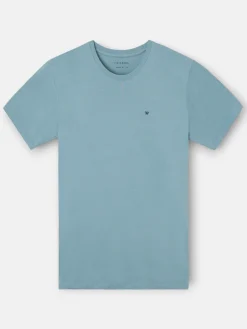 Camiseta silbon minilogo azul indigo