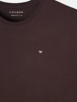 Camiseta silbon minilogo marron