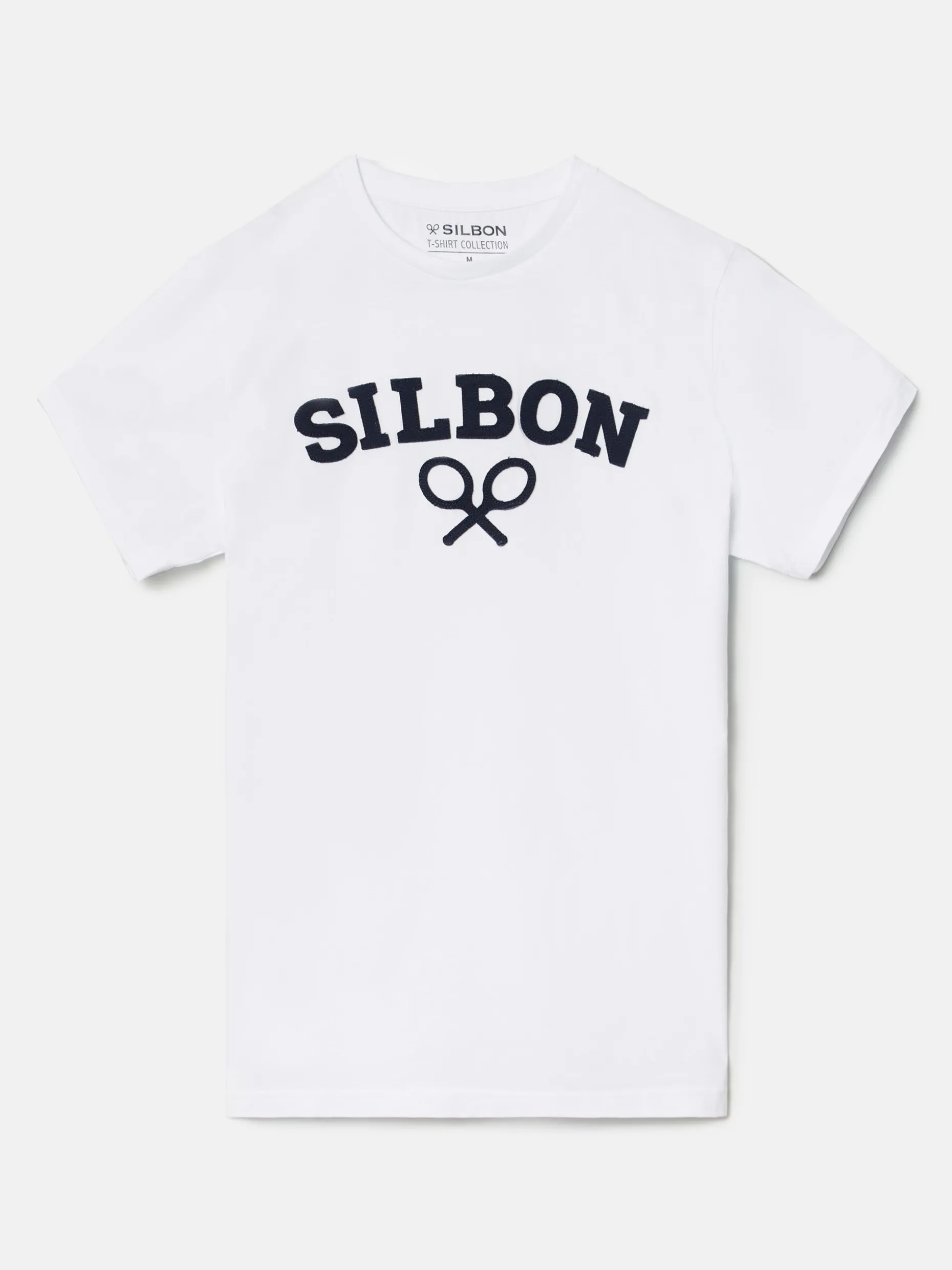 Camiseta silbon raqueta media blanca