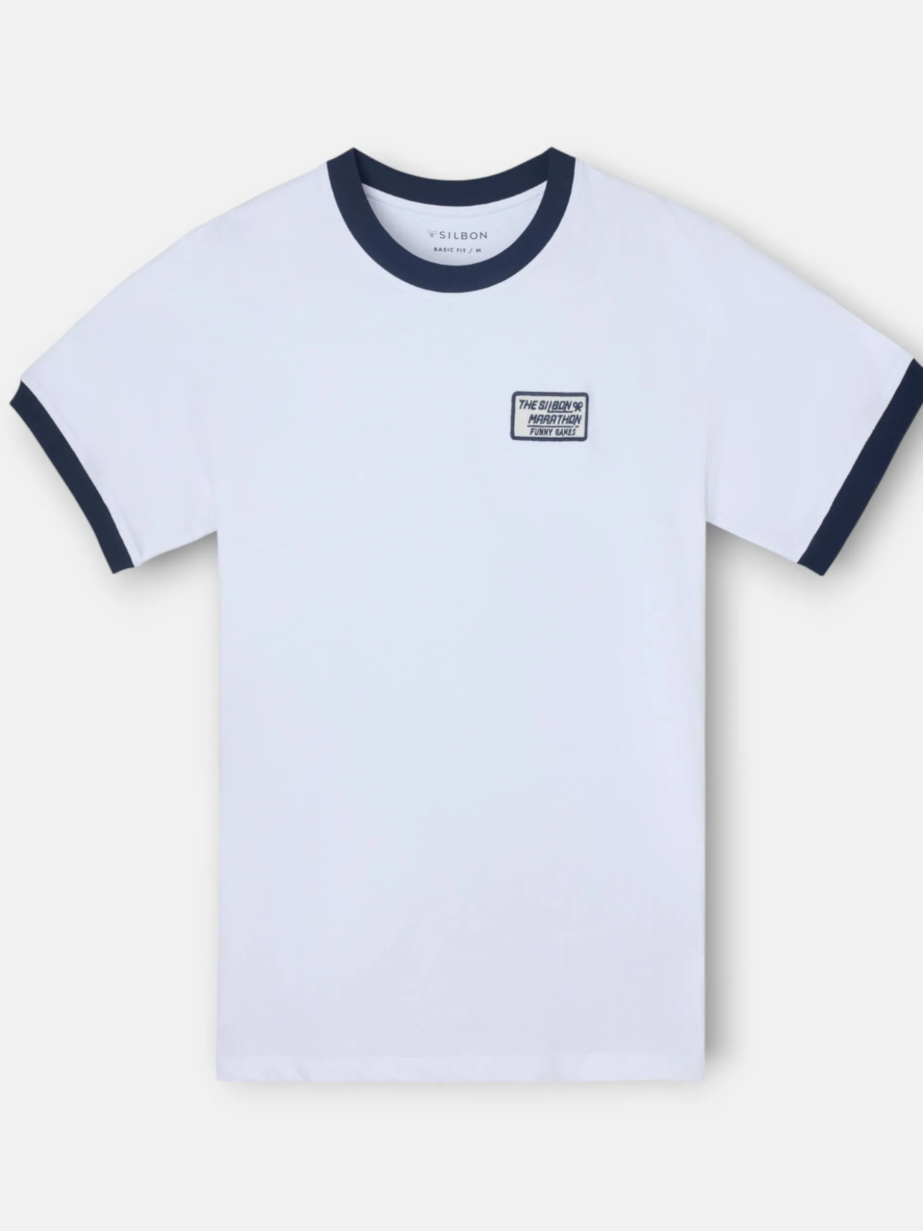 Camiseta silbon retro patch blanca