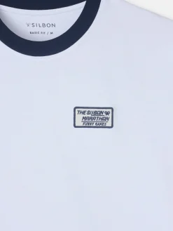 Camiseta silbon retro patch blanca