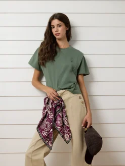 Camiseta woman hombreras verde