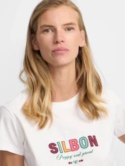 Camiseta woman letras silbon blanca