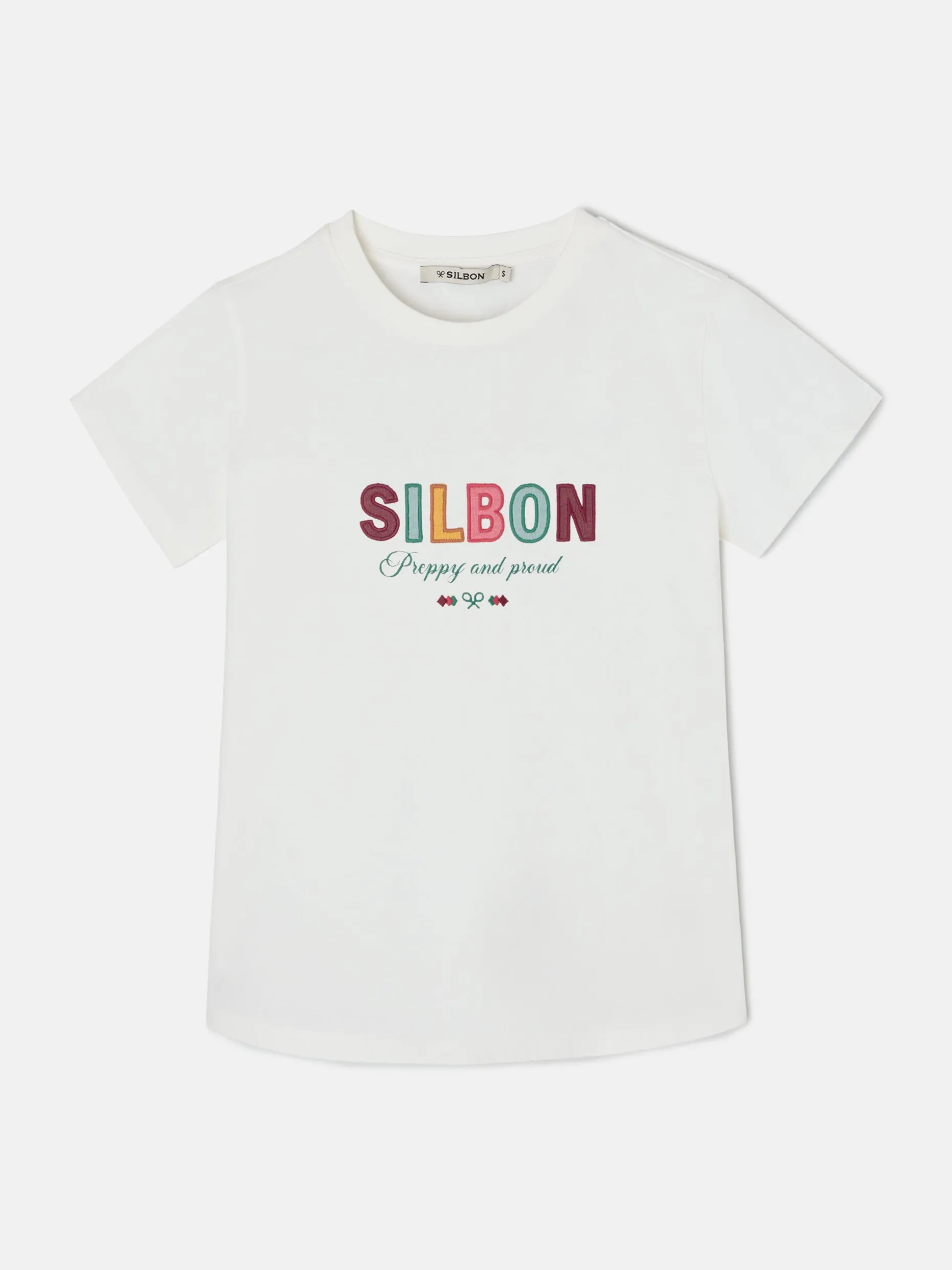 Camiseta woman letras silbon blanca