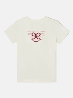 Camiseta woman letras smile blanca