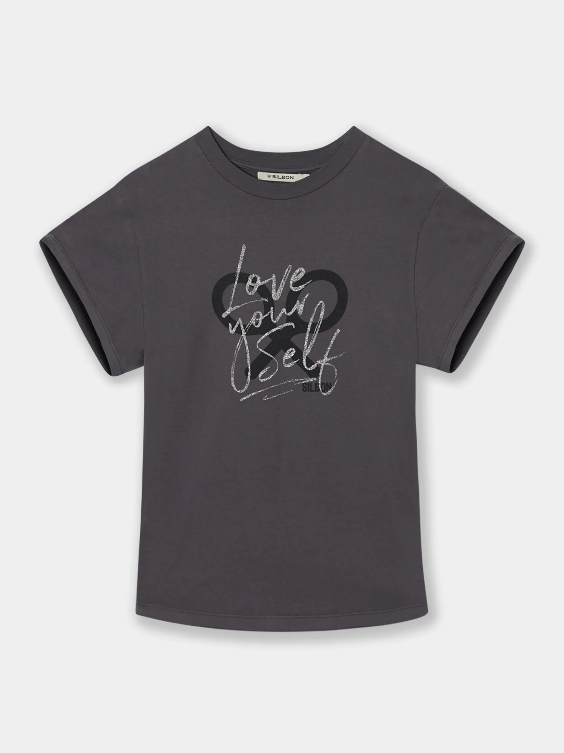 Camiseta woman manga roll out negra