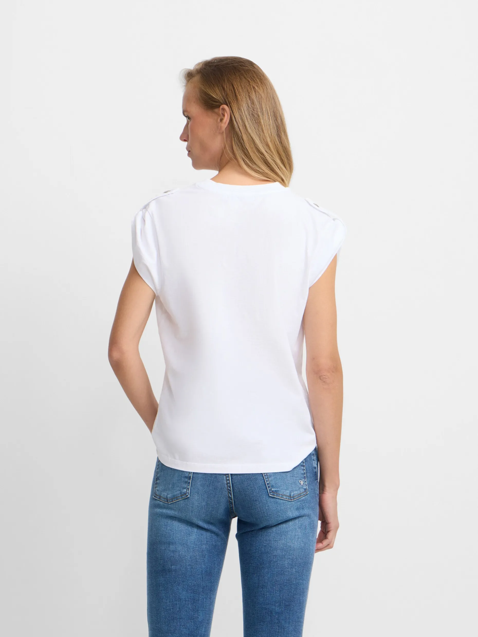 Camiseta woman manga roll out blanca