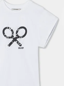 Camiseta woman manga roll out blanca