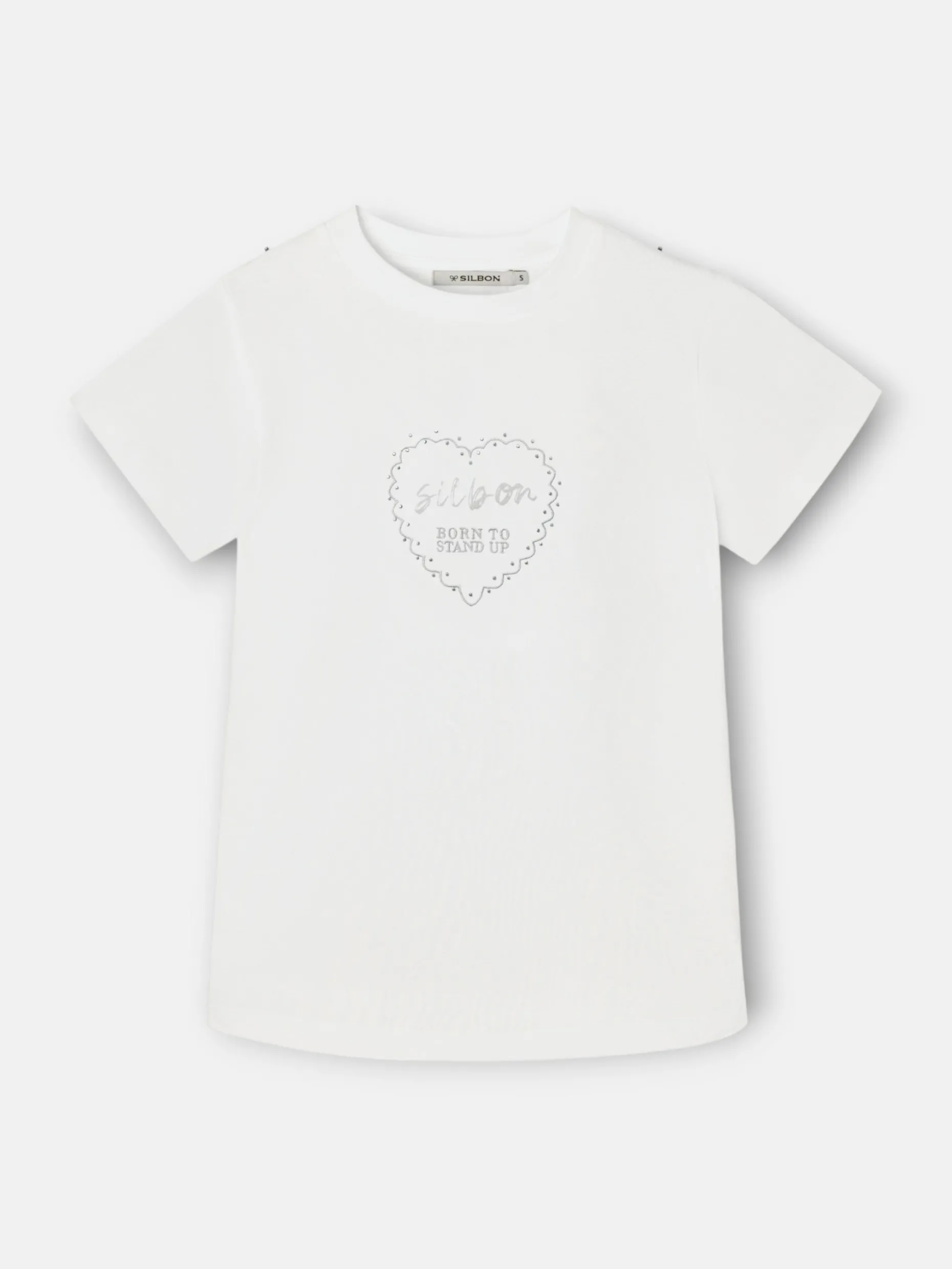 Camiseta woman roll out corazon tachas blanca