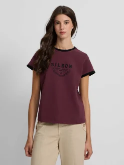Camiseta woman silbon varsity burdeos