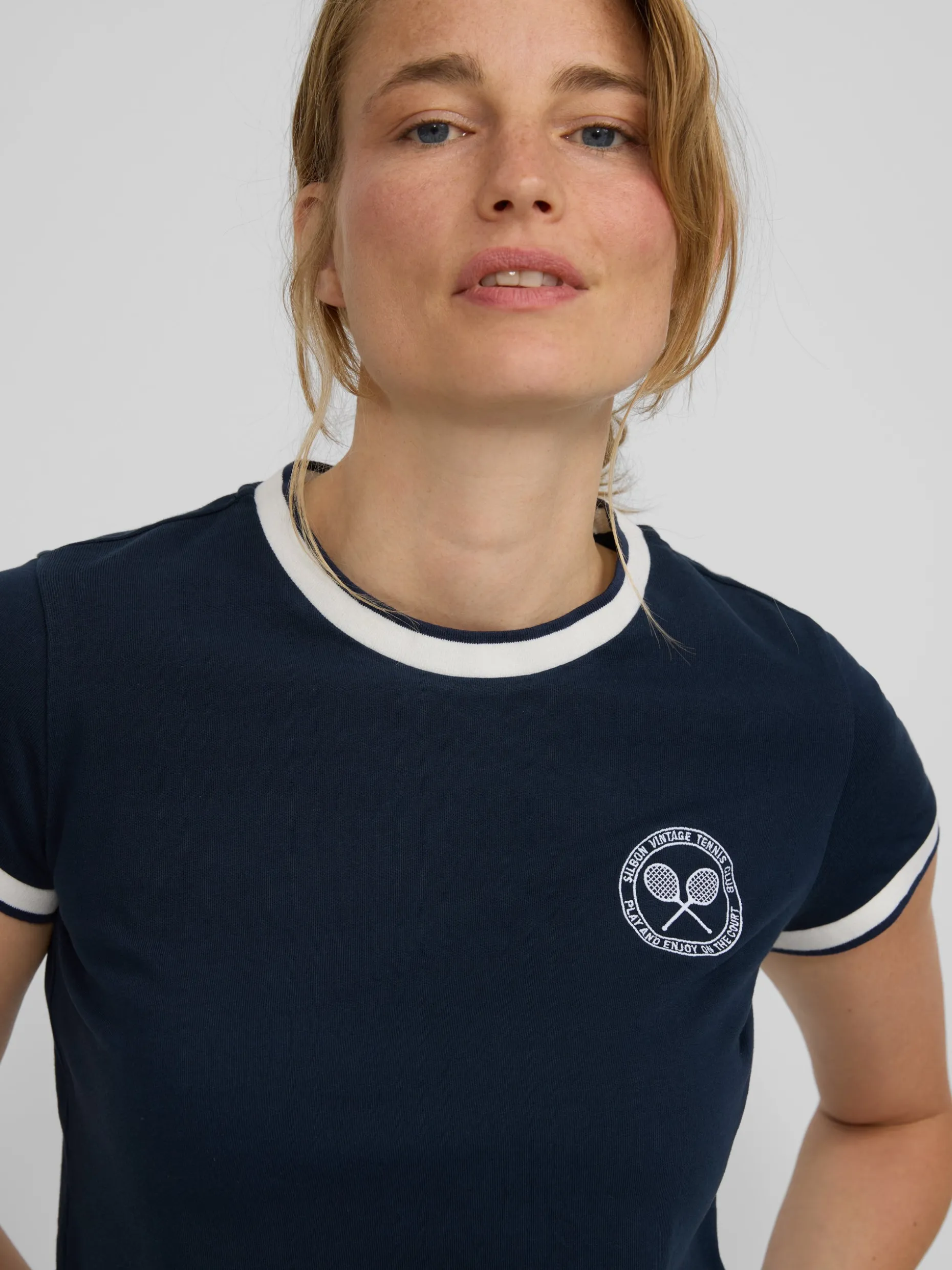 Camiseta woman varsity azul marino