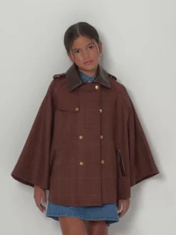 Capa girl detalles cuero cuadros marrones